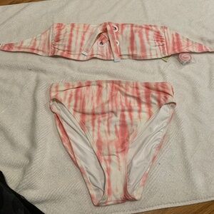 Michael Kors Pink Tye Dye Strapless Bikini
